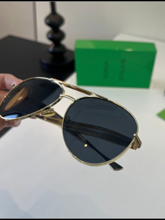 Bottega Veneta Gold Classic Aviator Sunglasses main image 5